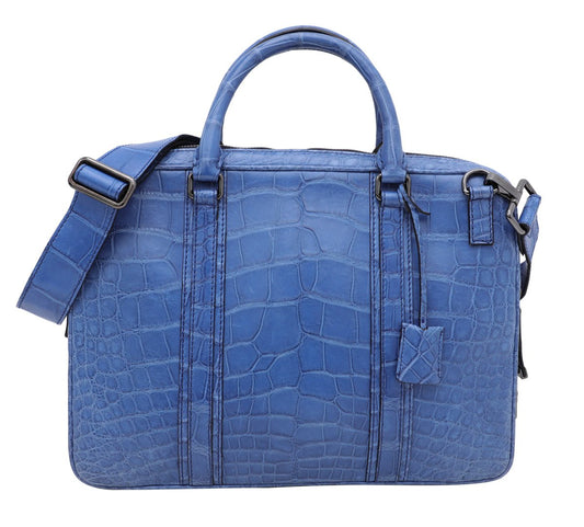 Burberry Blue Alligator Briefcase Bag