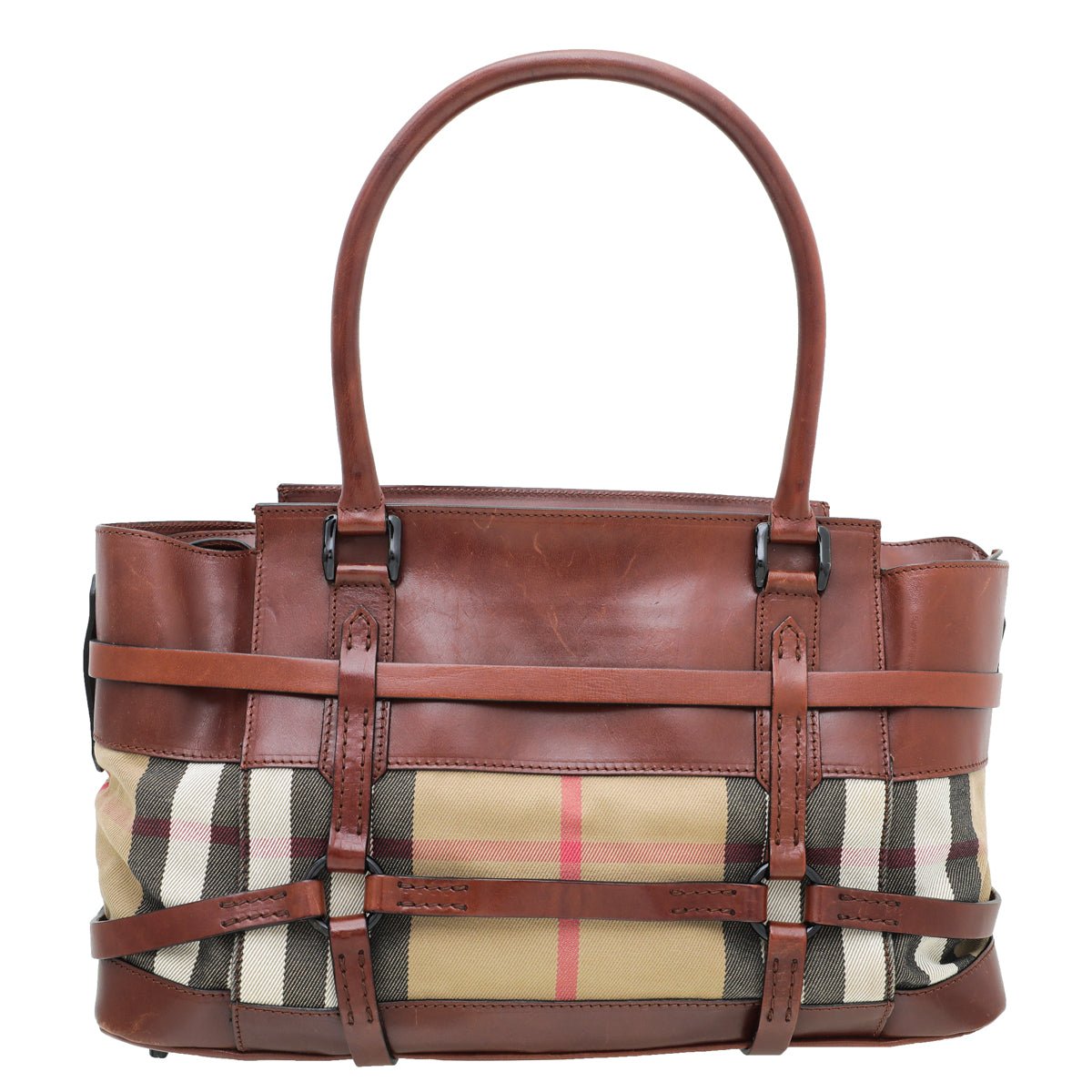 Burberry Brown House Check Bridle Satchel Bag