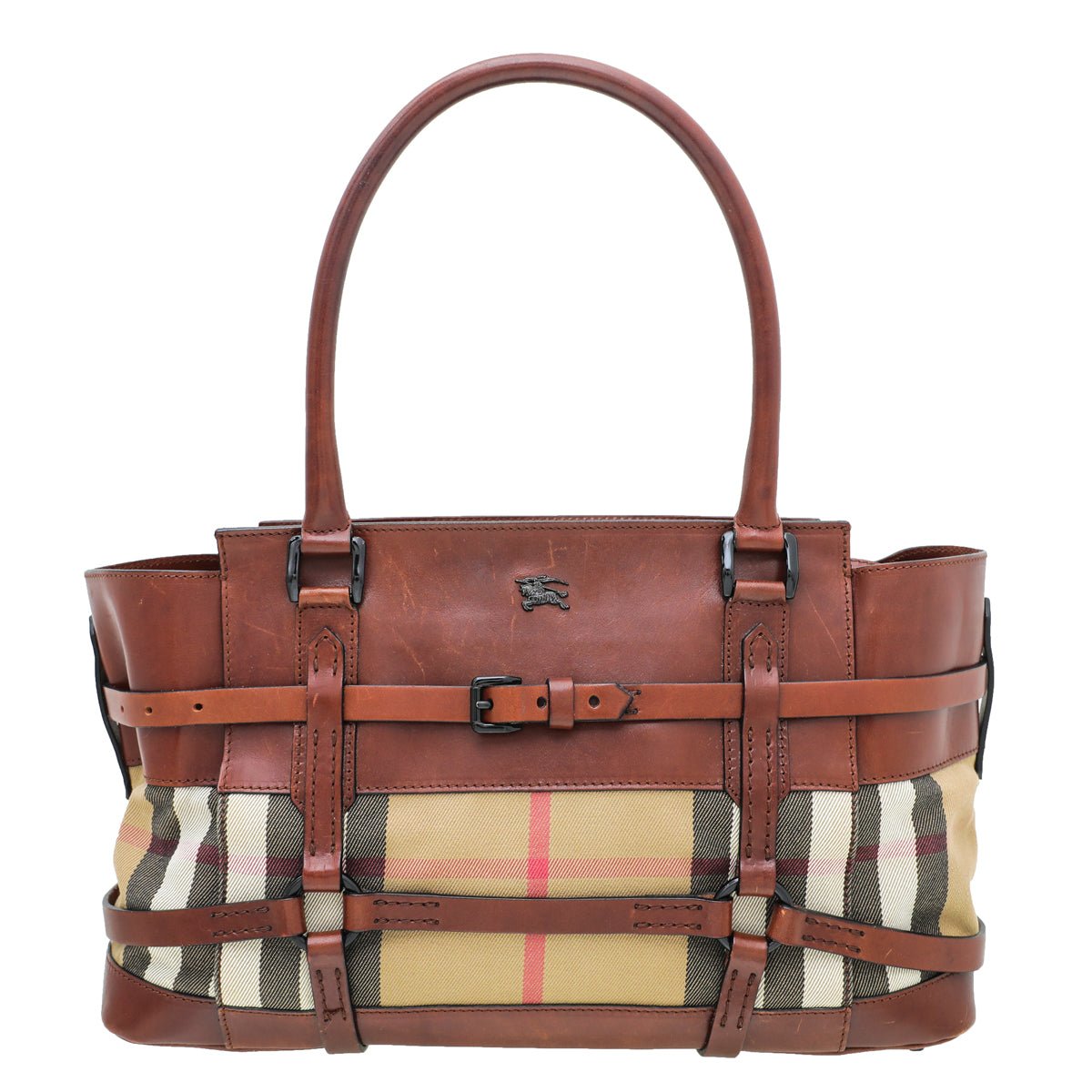 Burberry Brown House Check Bridle Satchel Bag