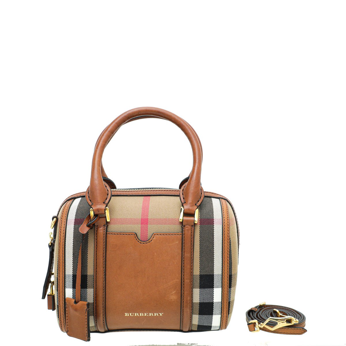 Burberry Brown House Check Bridle Small Alchester Bowling Bag