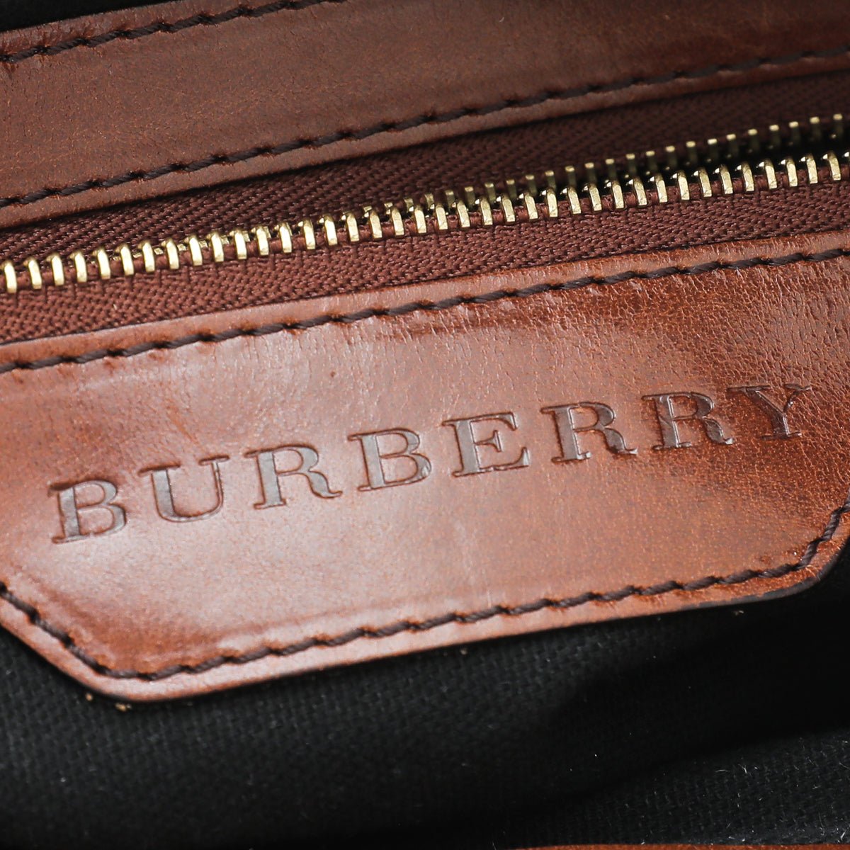 Burberry Brown House Check Bridle Whipstitch Tote Bag