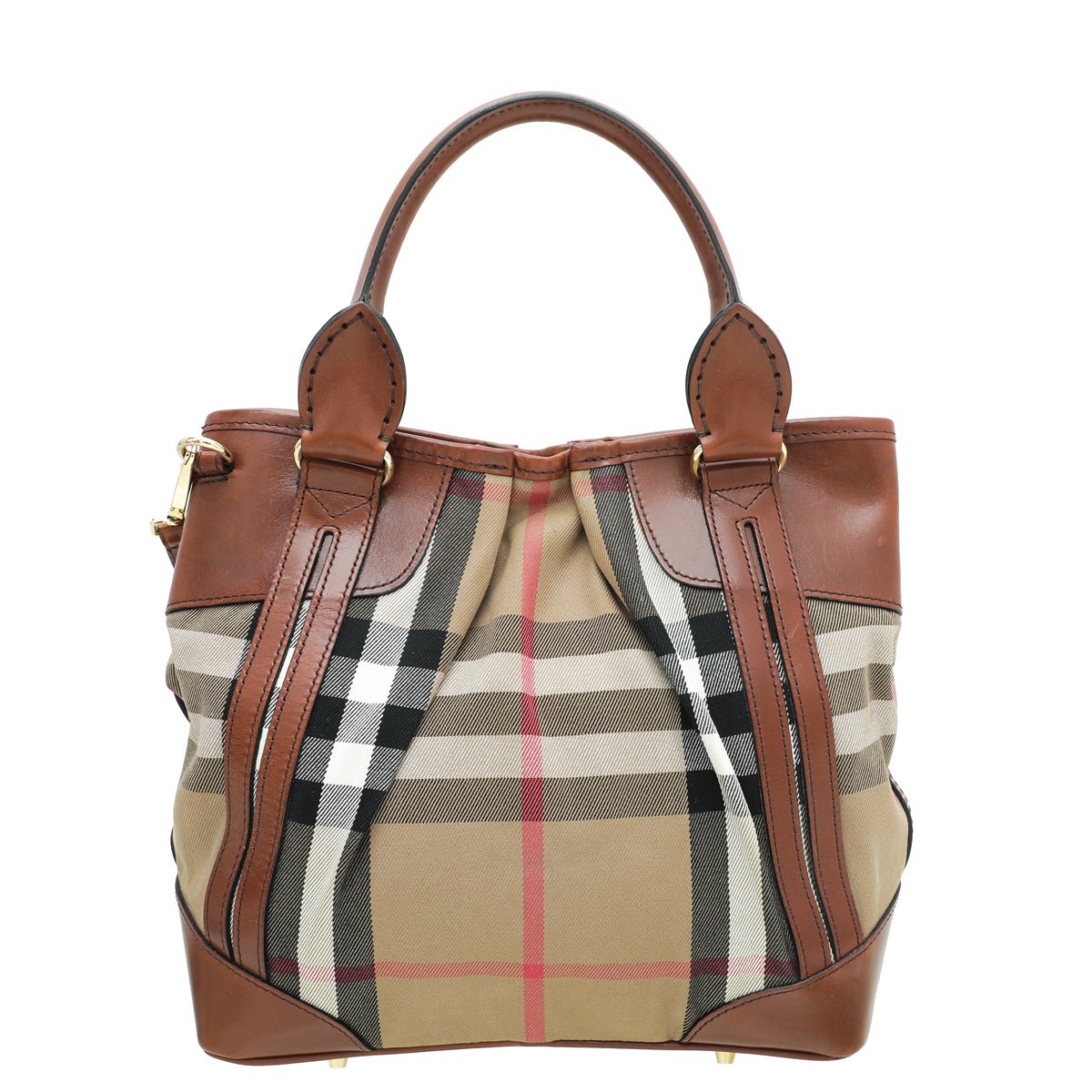 Burberry Brown House Check Bridle Whipstitch Tote Bag