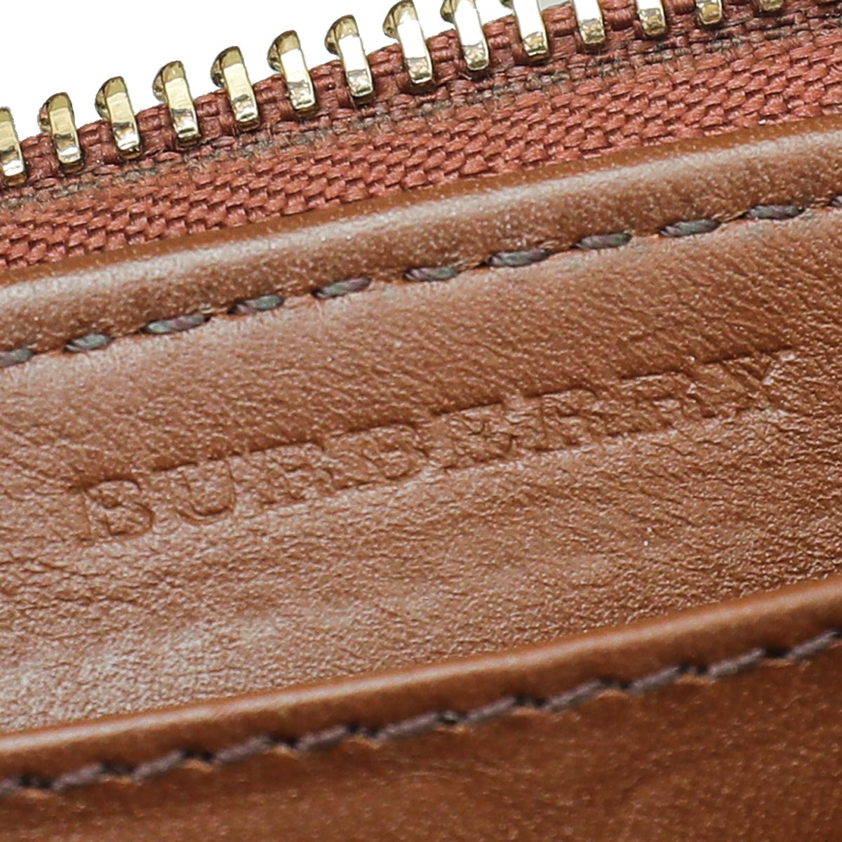 Burberry Brown House Check Zip Around Wallet