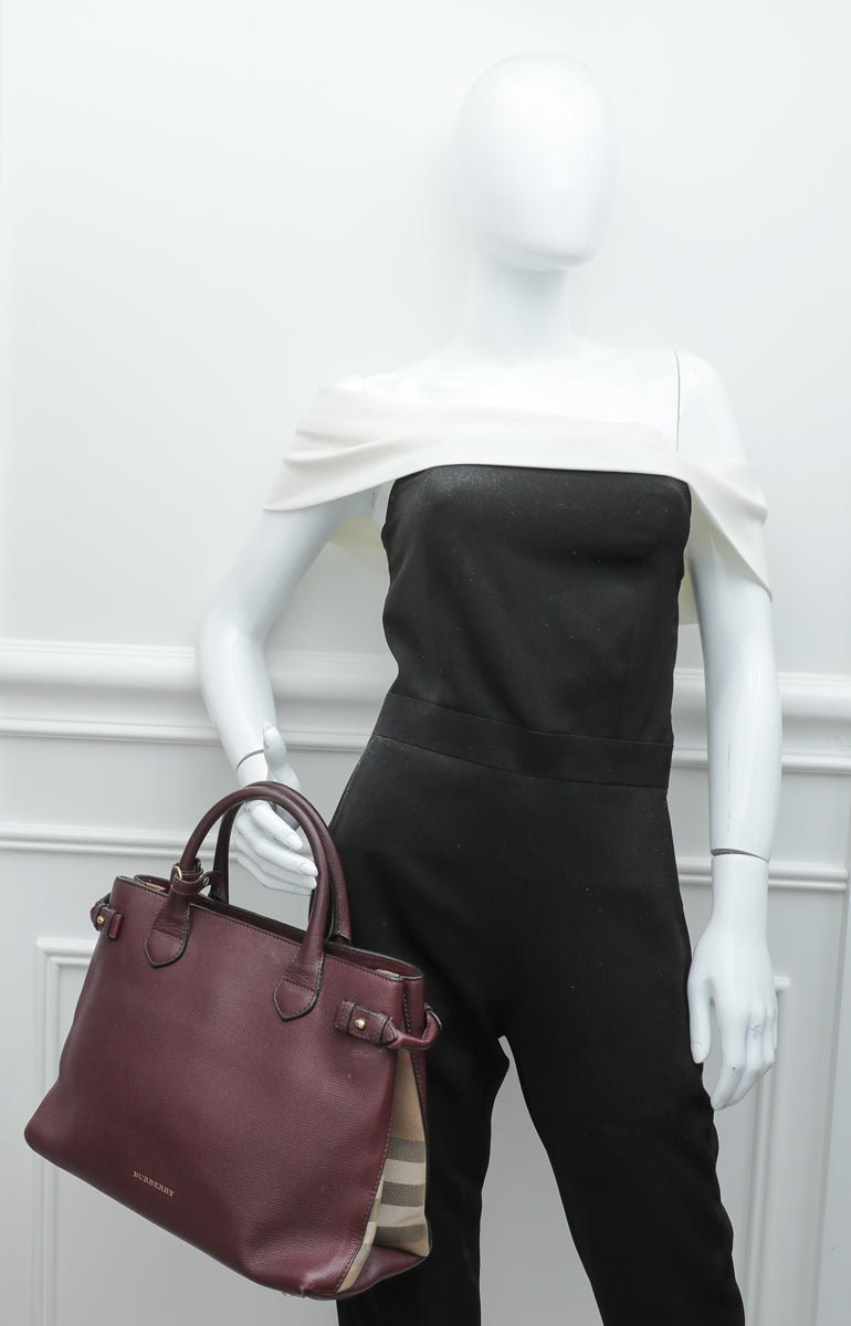 Burberry Burgundy Banner Tote Medium Bag