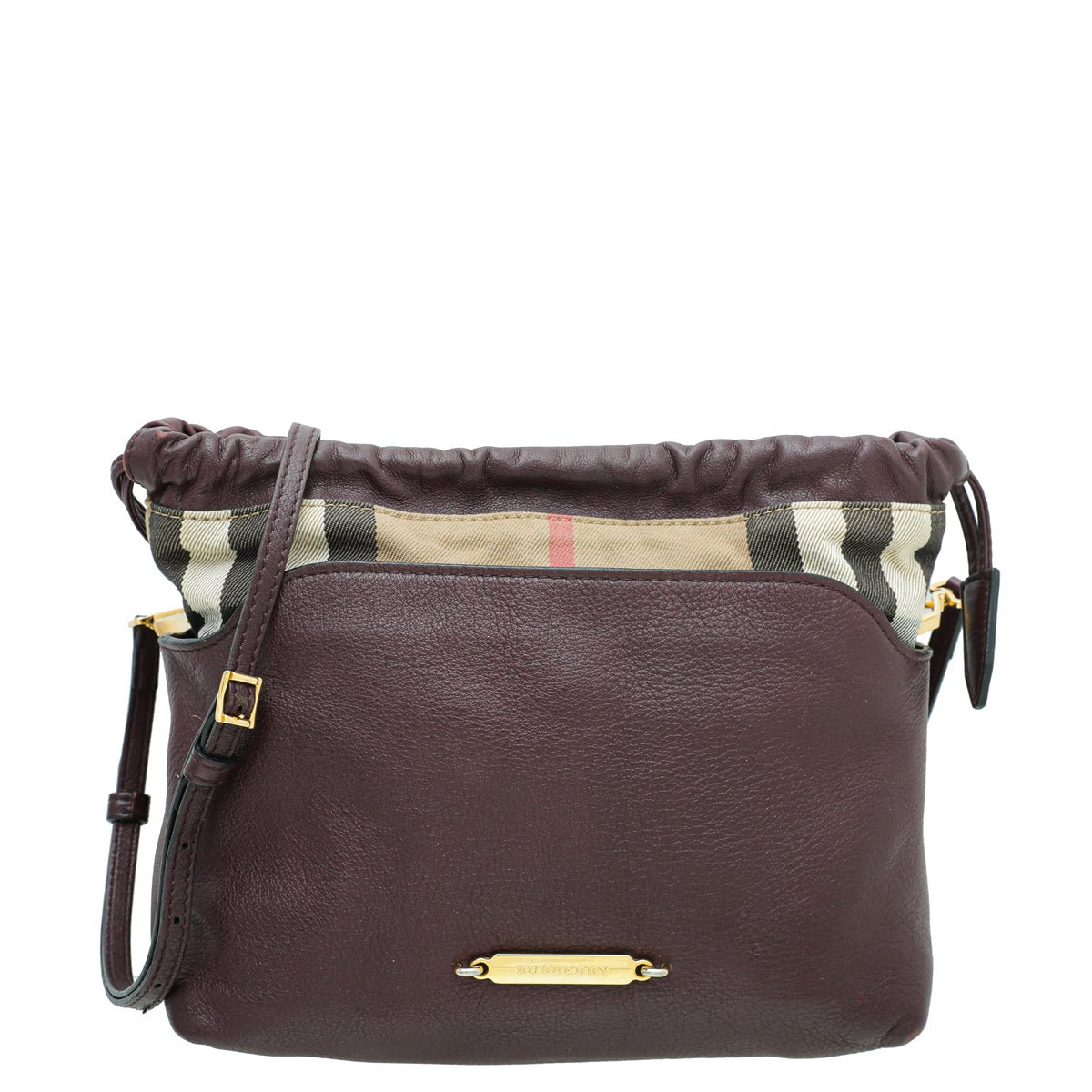 Burberry Burgundy Bridle House Check Little Crush Crossbody Bag