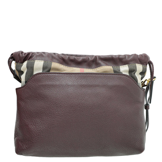 Burberry Burgundy Bridle House Check Little Crush Crossbody Bag