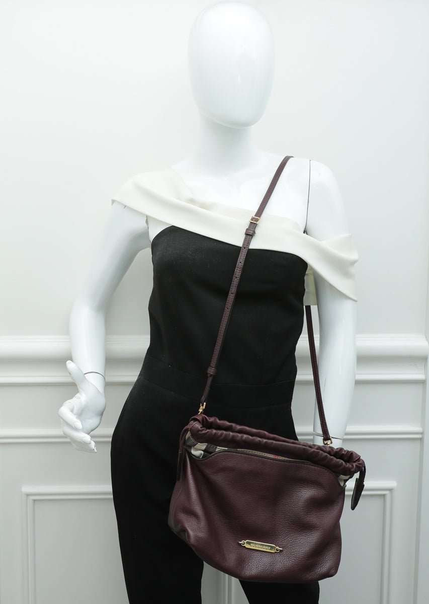 Burberry Burgundy Bridle House Check Little Crush Crossbody Bag