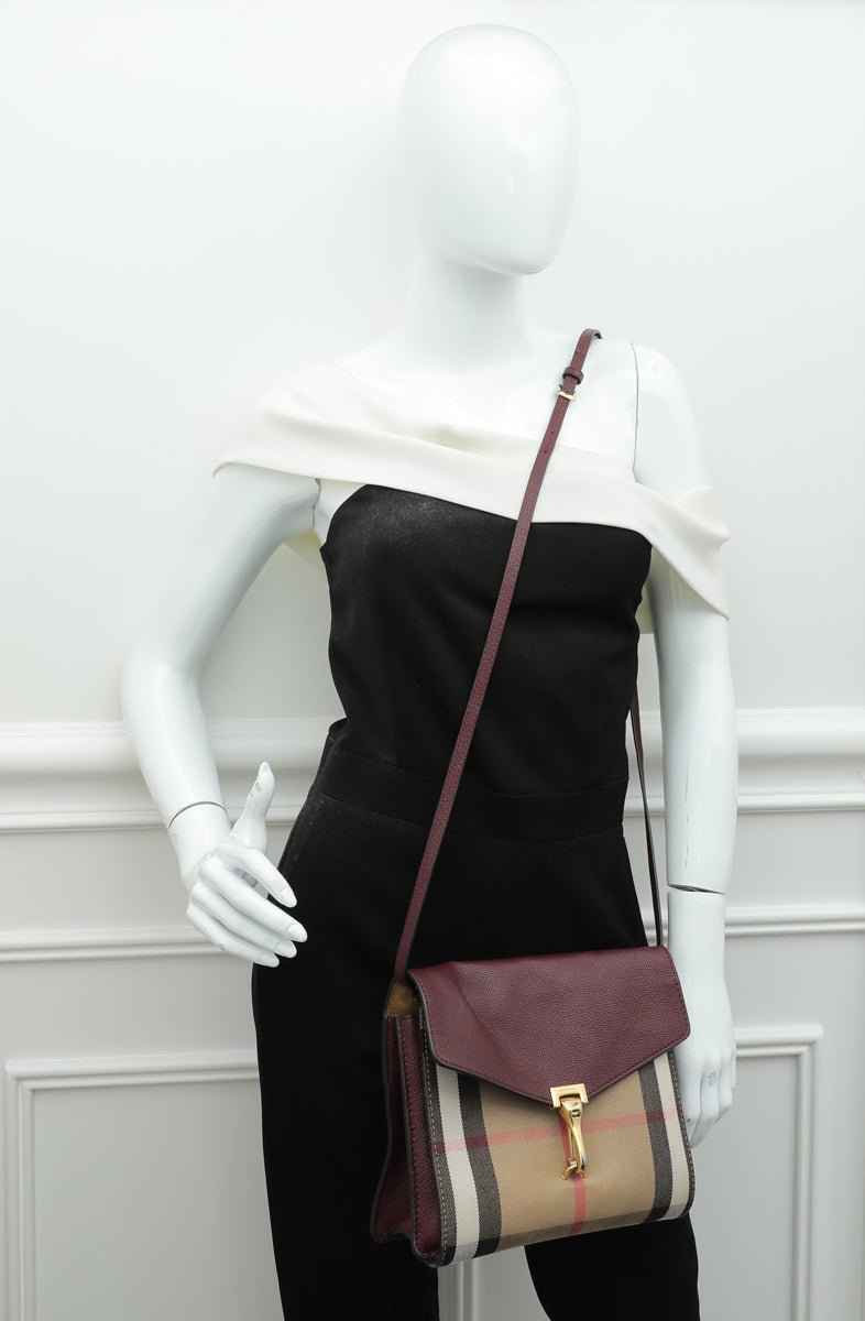 Burberry Burgundy House Check Macken Crossbody Bag