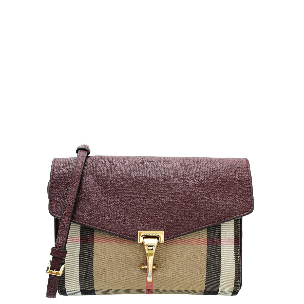 Burberry Burgundy House Check Macken Crossbody Bag