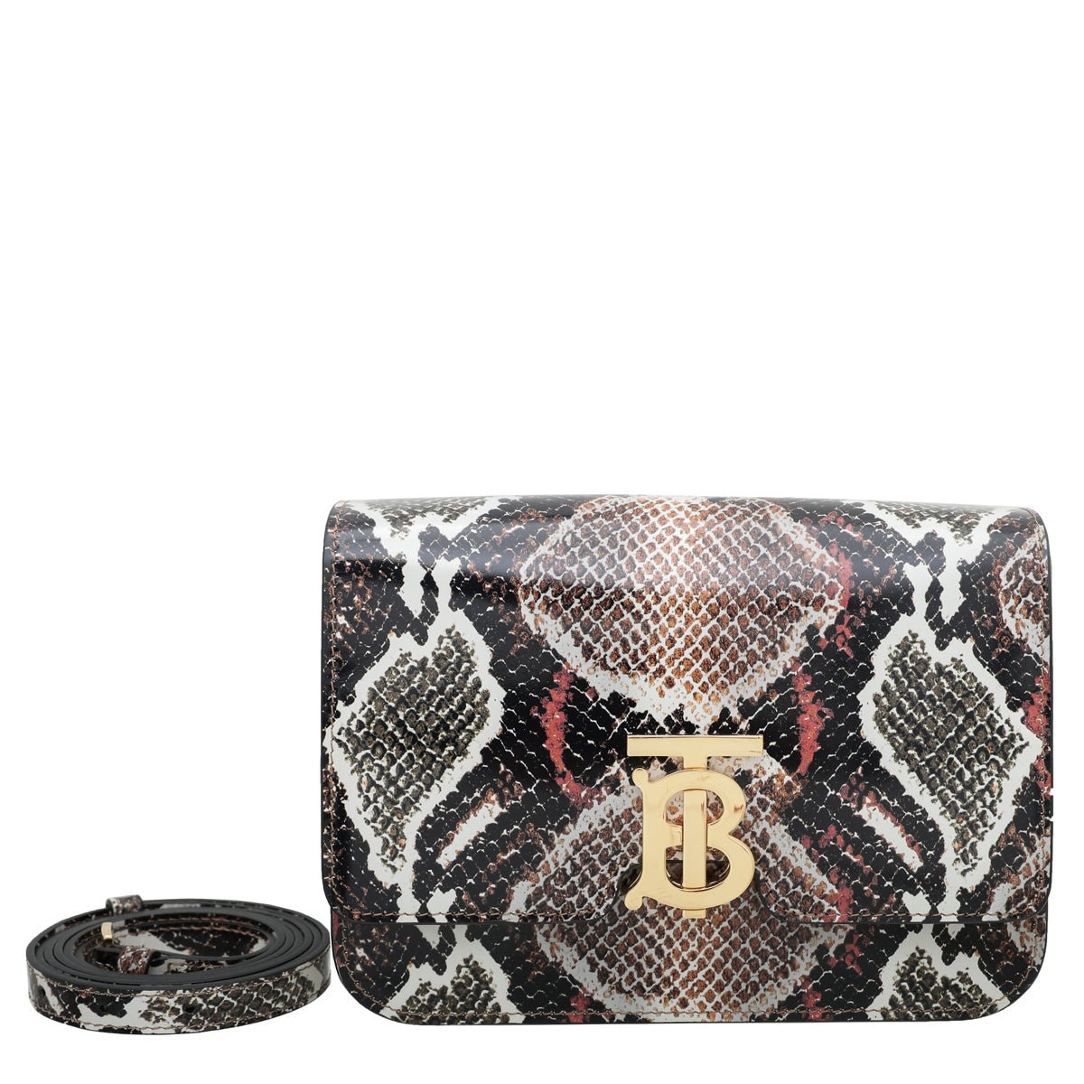 Burberry Cocoa Python Print TB Flap Bag