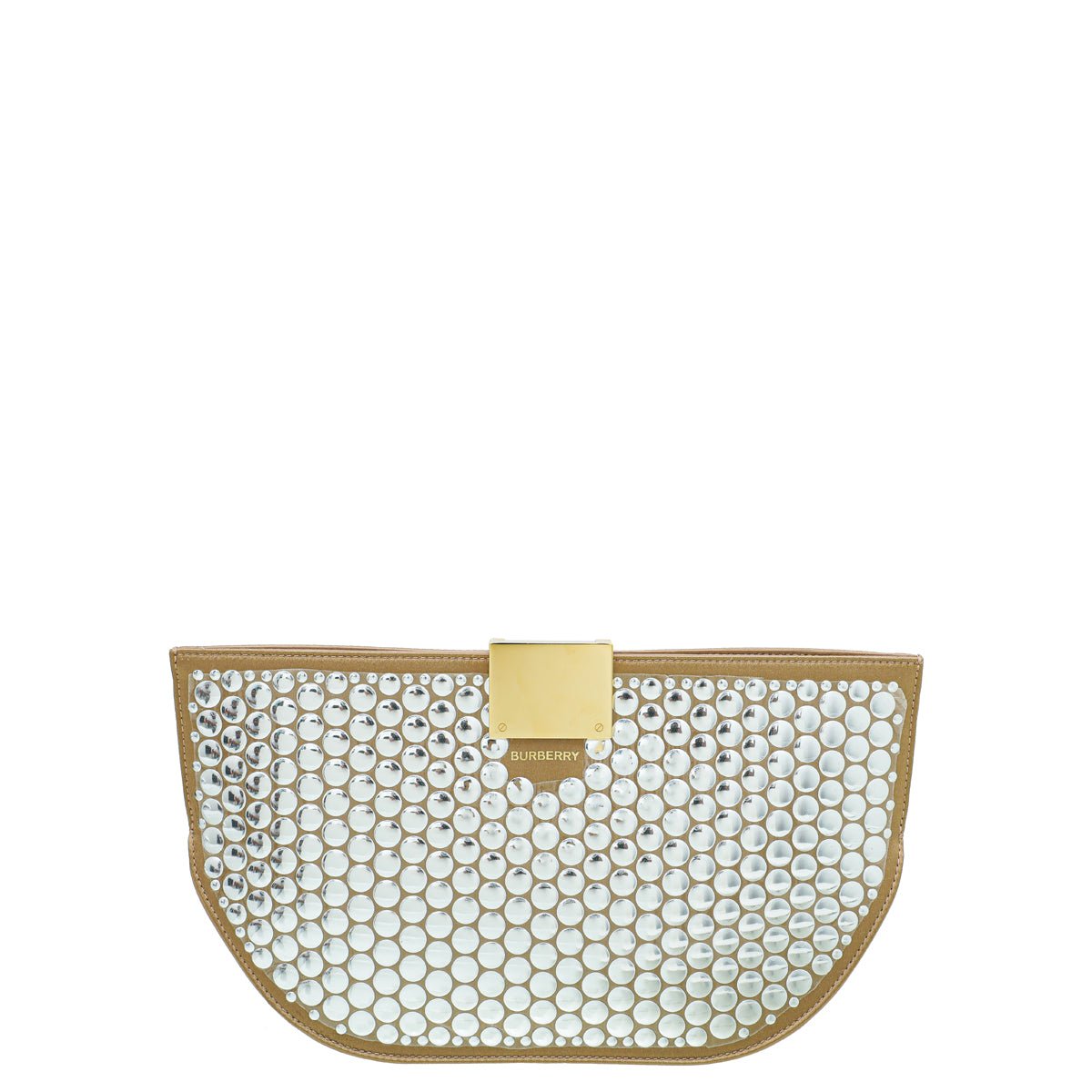 Burberry Cool Beige Satin Olympia Studs Clutch