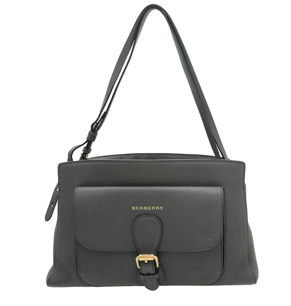 Burberry Grey The Saddle Clutch Handle Bag