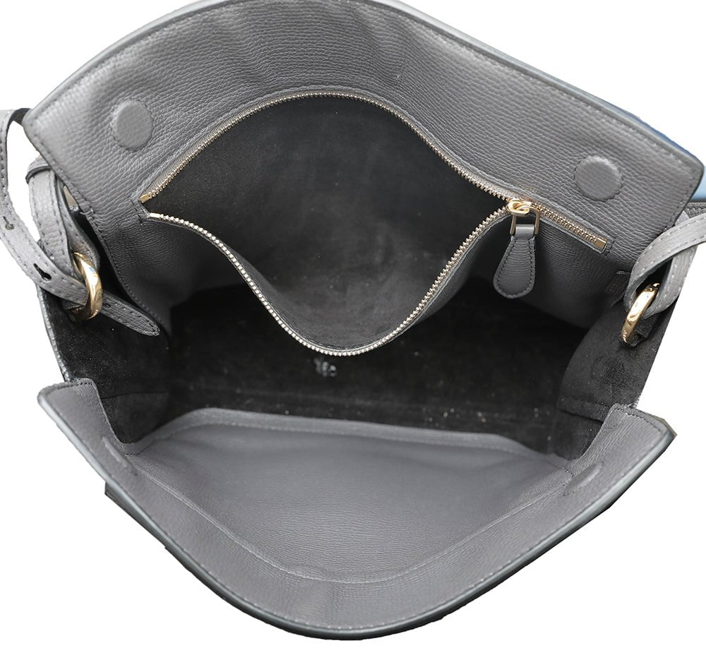 Burberry Grey The Saddle Clutch Handle Bag