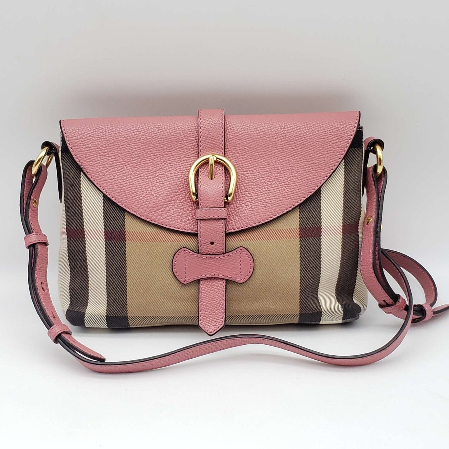 Burberry House Check Canvas Leather Milton Shoulder Bag