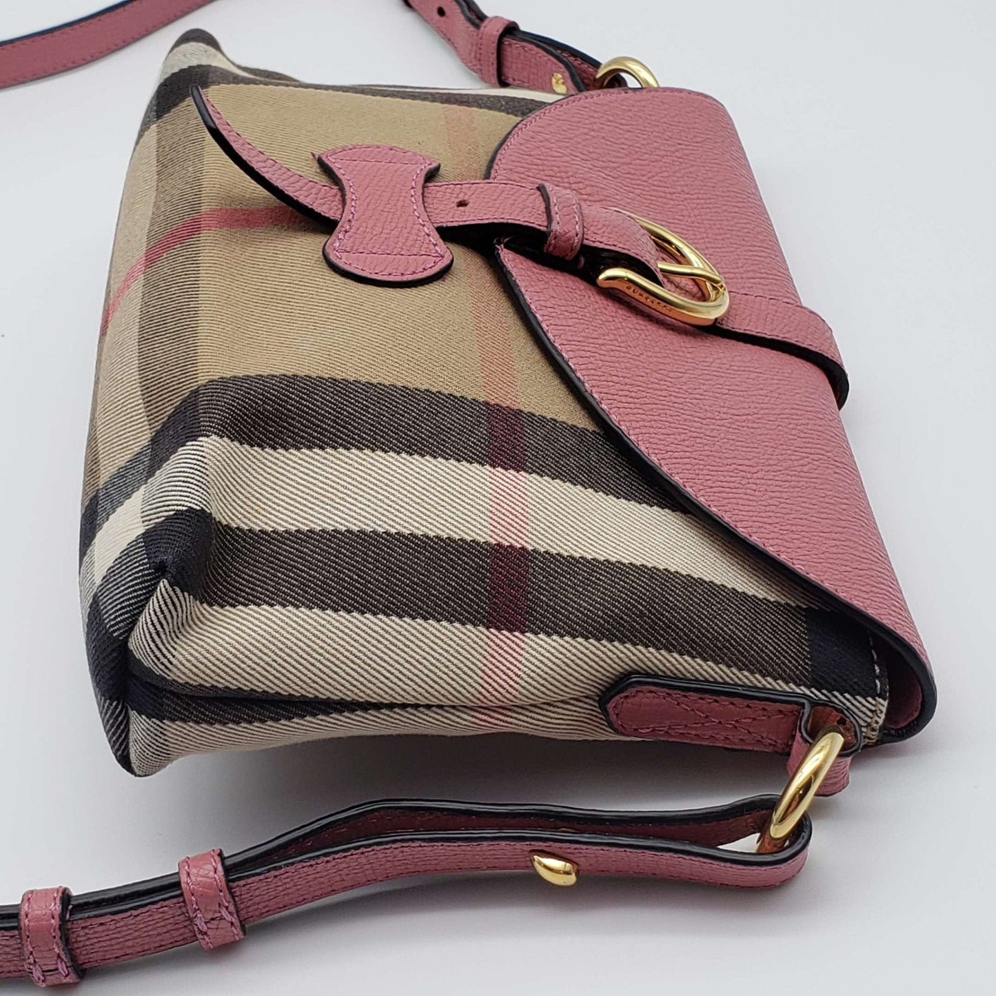 Burberry House Check Canvas Leather Milton Shoulder Bag