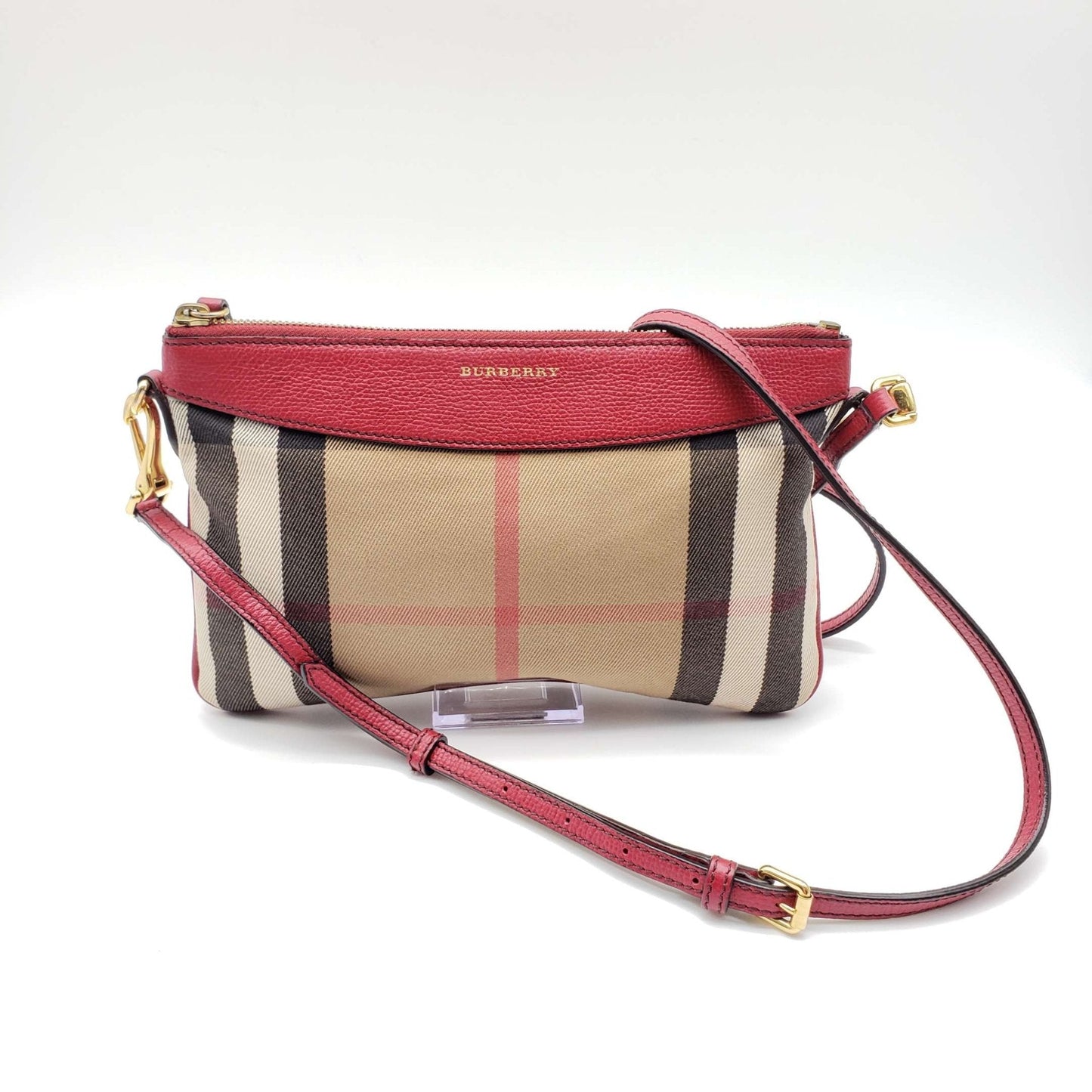 Burberry House Check Derby Peyton Crossbody Clutch Bag