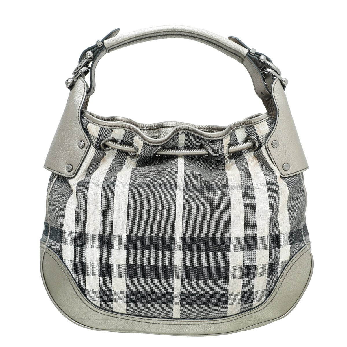 Burberry Metallic Bronze House Check Pewter Hobo Bag