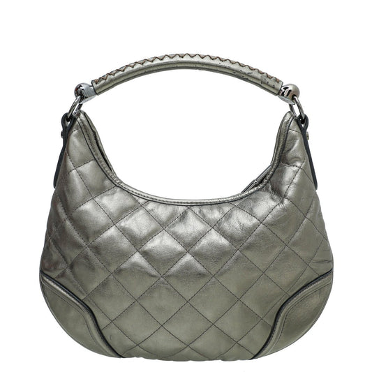 Burberry Metallic Bronze Quilted Hoxton Hobo Bag