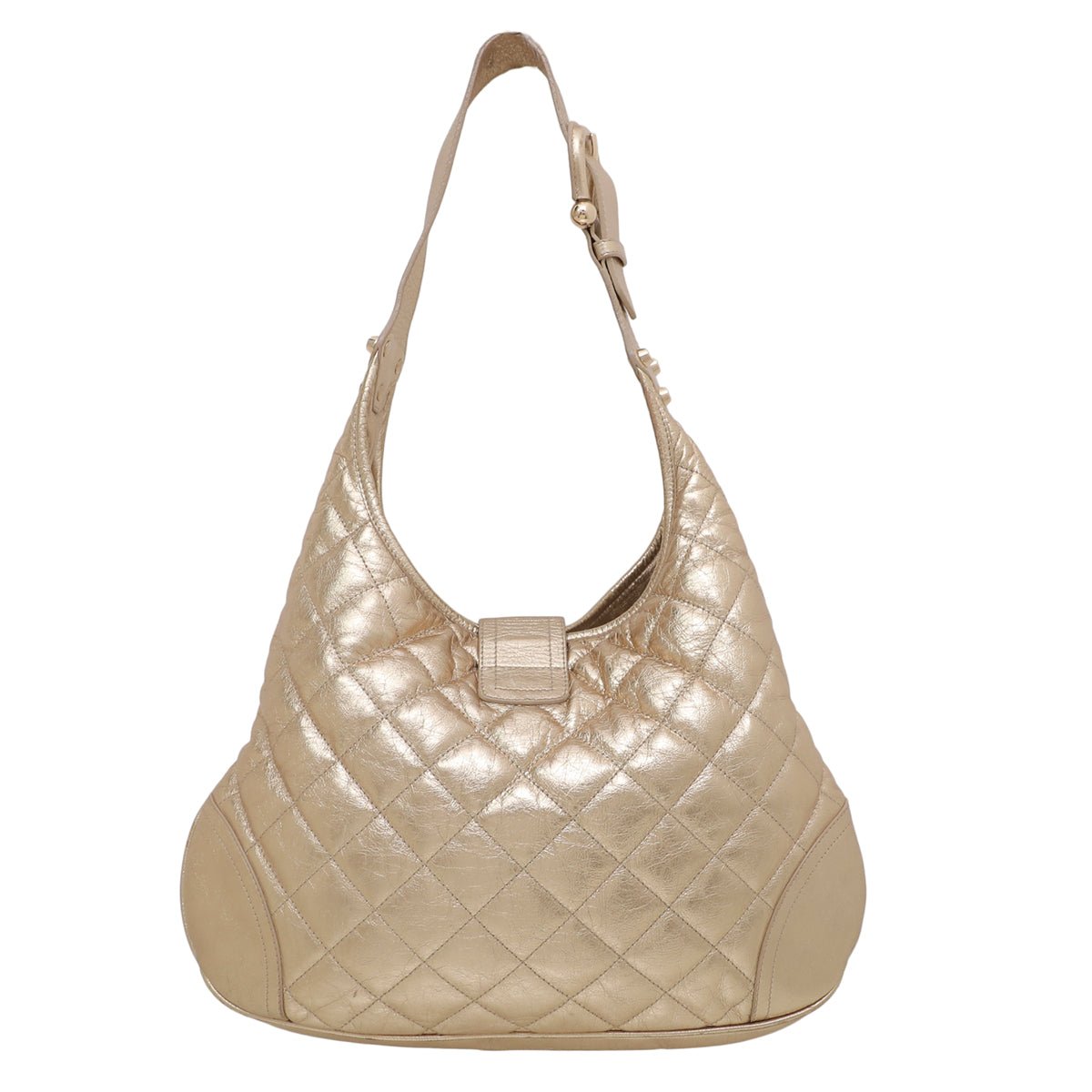 Burberry Metallic Gold Brook Medium Hobo Bag