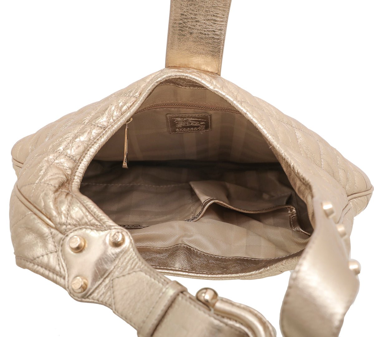 Burberry Metallic Gold Brook Medium Hobo Bag