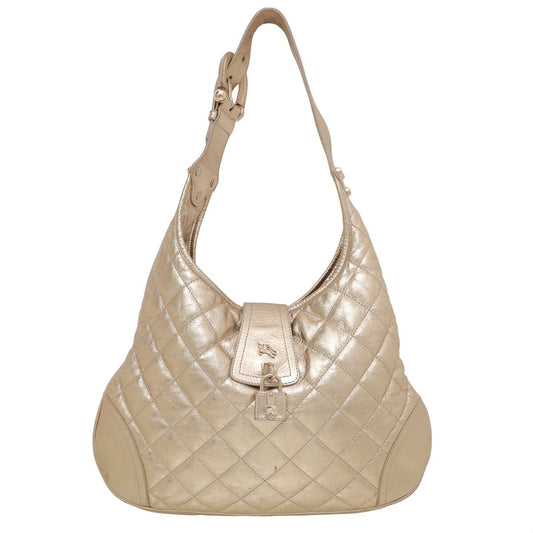 Burberry Metallic Gold Brook Medium Hobo Bag