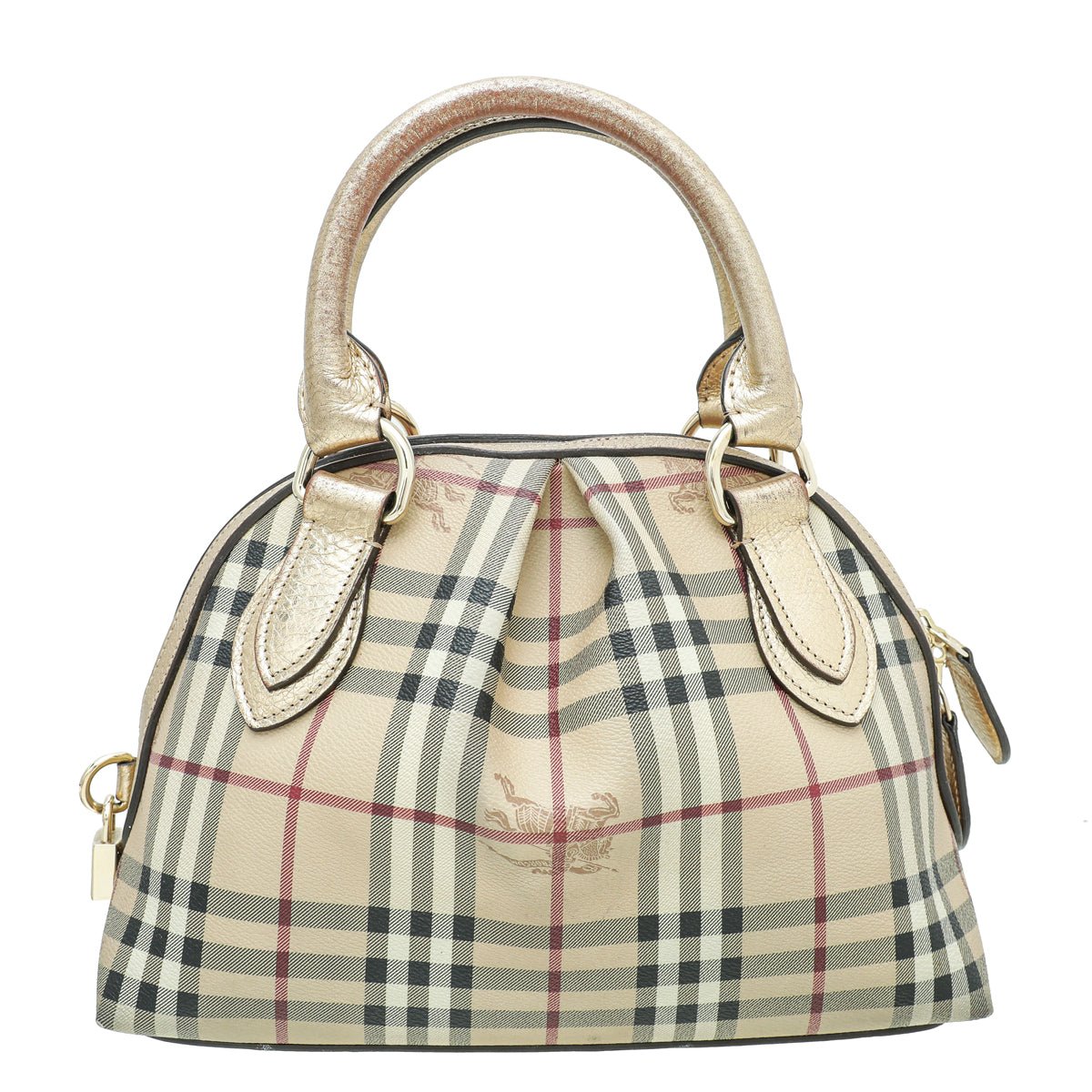 Burberry Metallic Gold Haymarket Check Thornley Small Bag