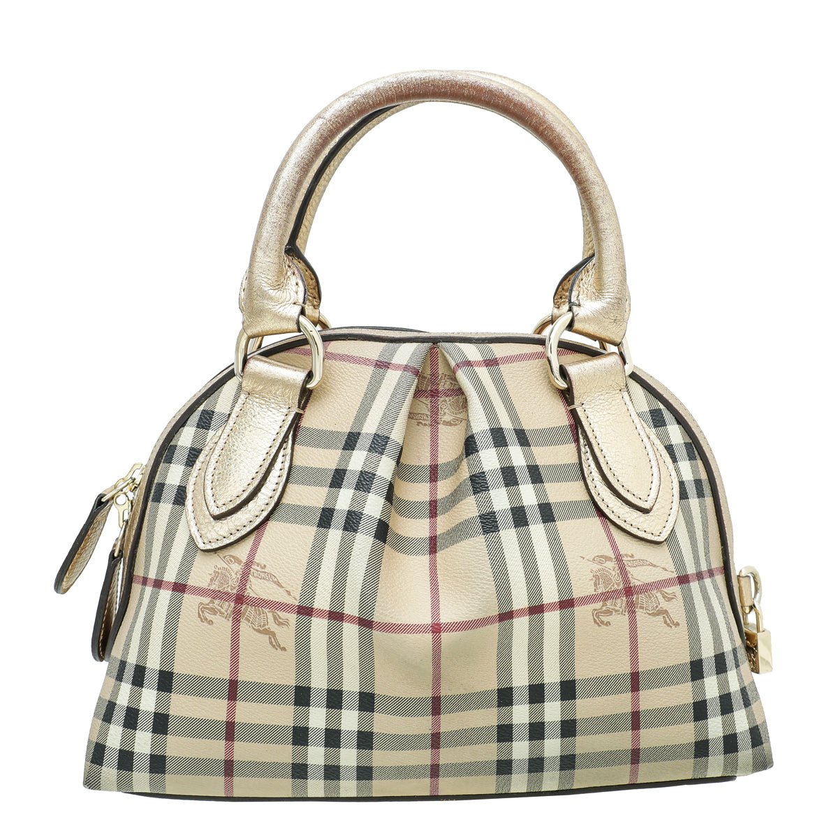 Burberry Metallic Gold Haymarket Check Thornley Small Bag