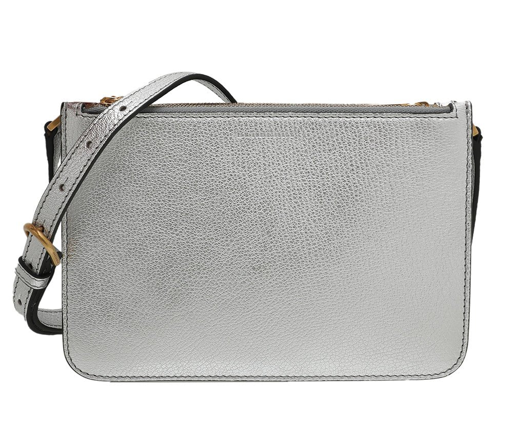 Burberry Metallic Silver Penhurst D Ring Trio Crossbody Bag