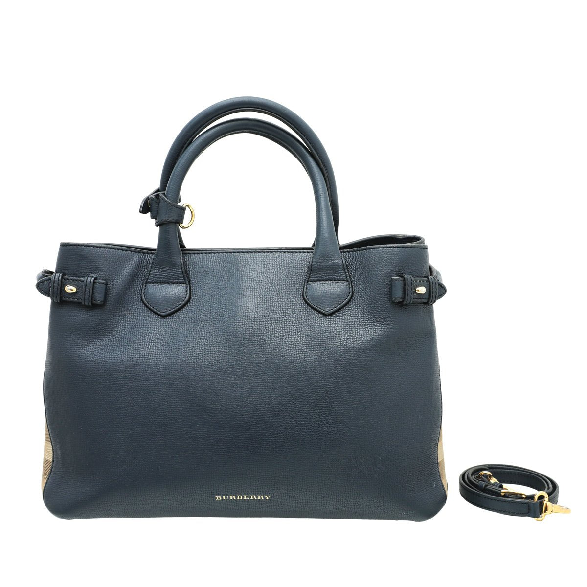 Burberry Navy Blue Banner Tote Medium Bag