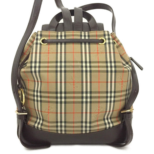 Burberry Nova Check Beige Canvas Leather Backpack Bag