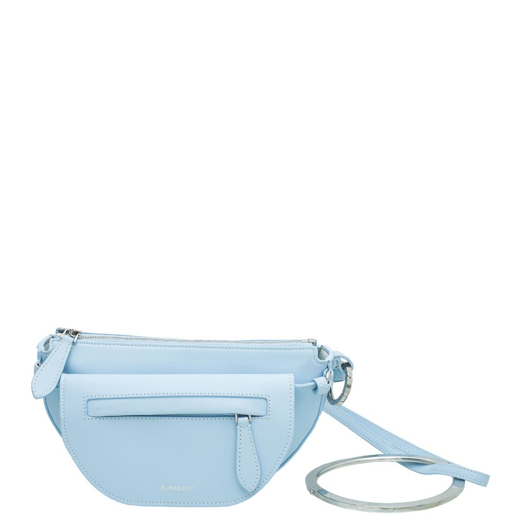 Burberry Pale Blue Double Olympia Bag W/ Metal Wristlet