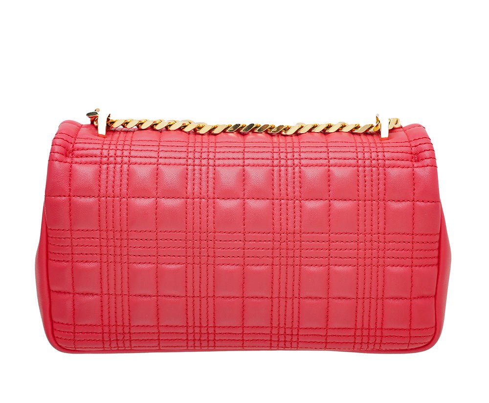 Burberry Red TB Logo Quilted Lola Small Bag