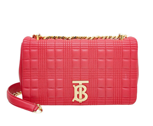 Burberry Red TB Logo Quilted Lola Small Bag