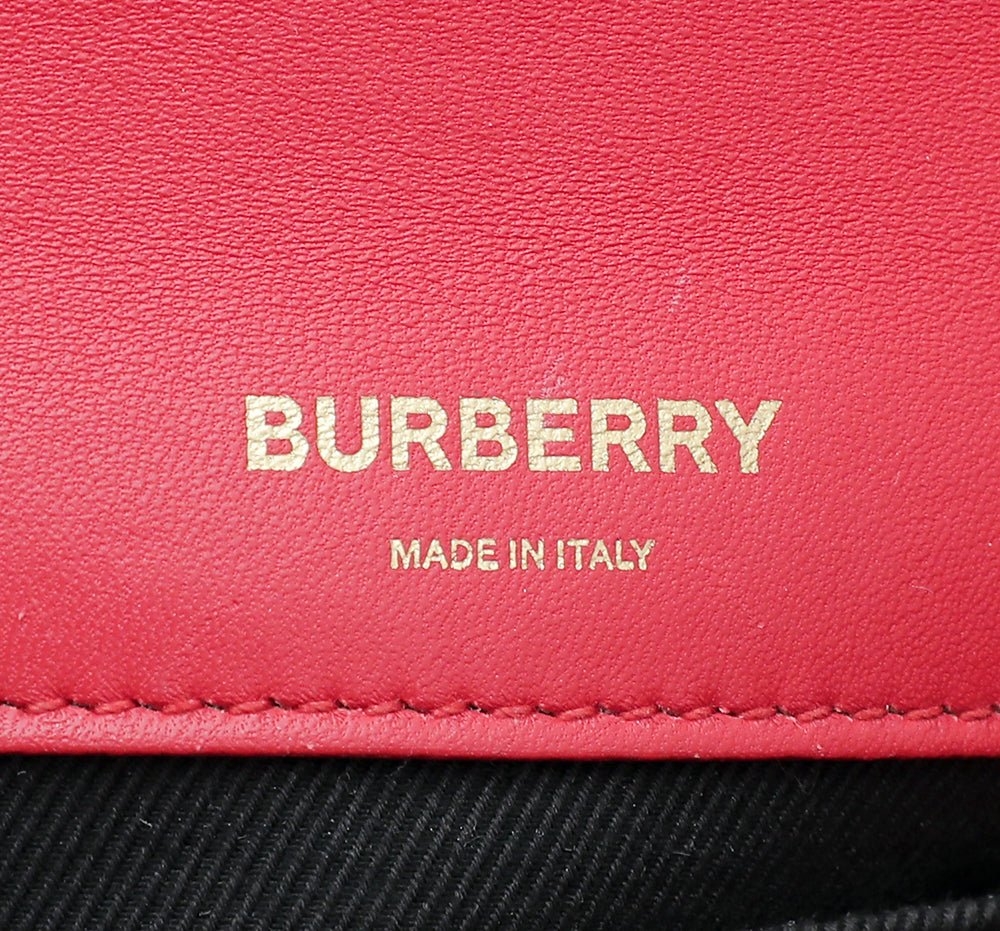 Burberry Red TB Logo Quilted Lola Small Bag