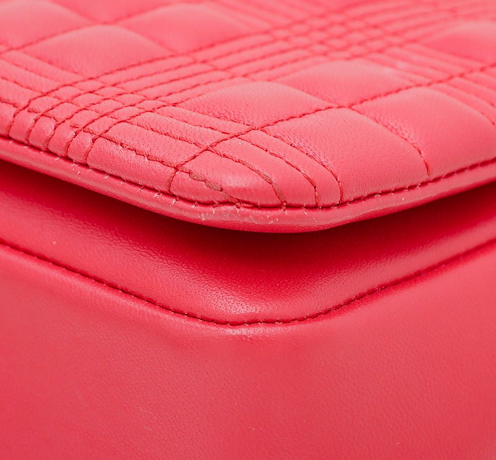 Burberry Red TB Logo Quilted Lola Small Bag