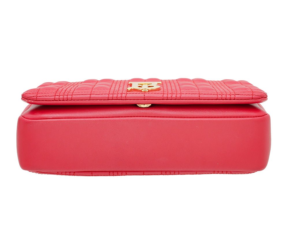 Burberry Red TB Logo Quilted Lola Small Bag