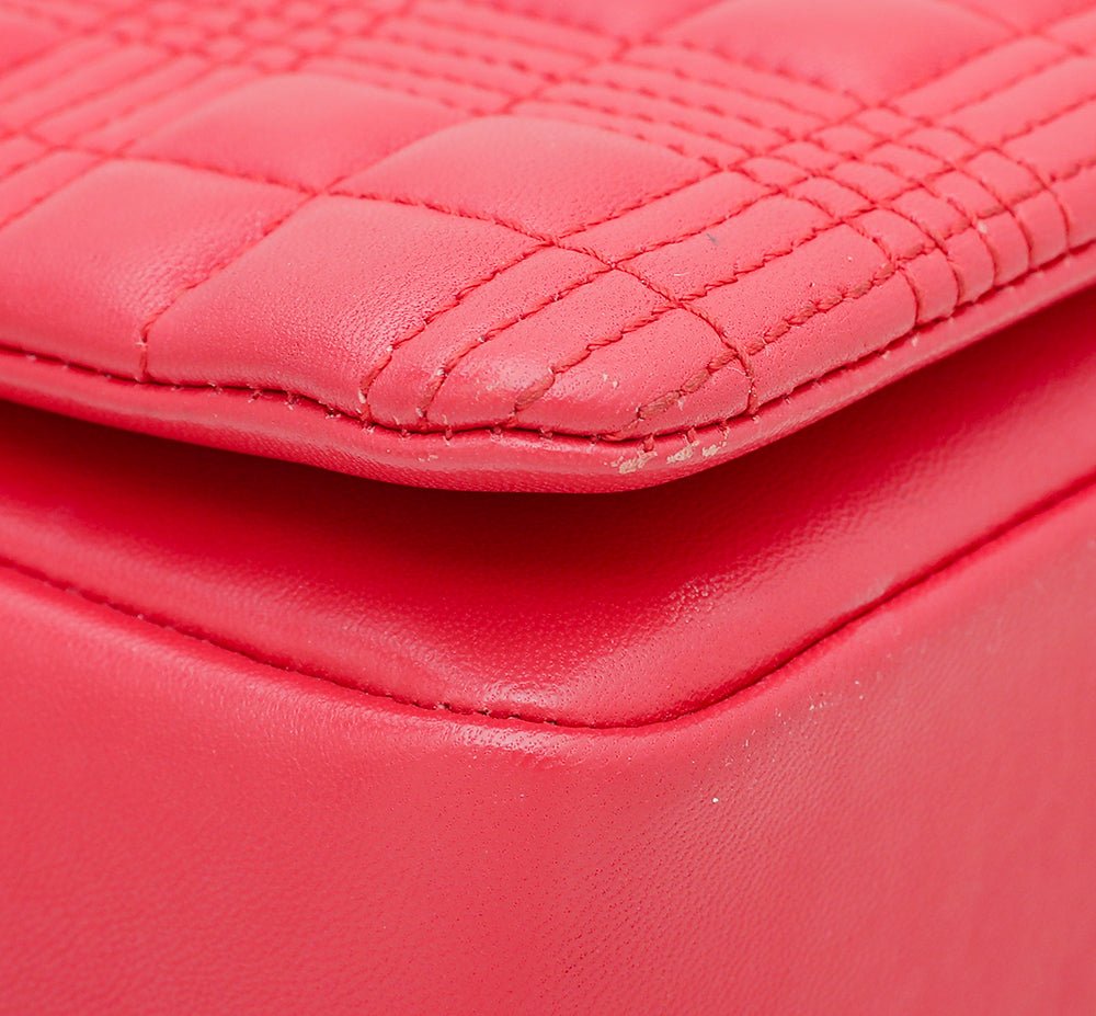 Burberry Red TB Logo Quilted Lola Small Bag