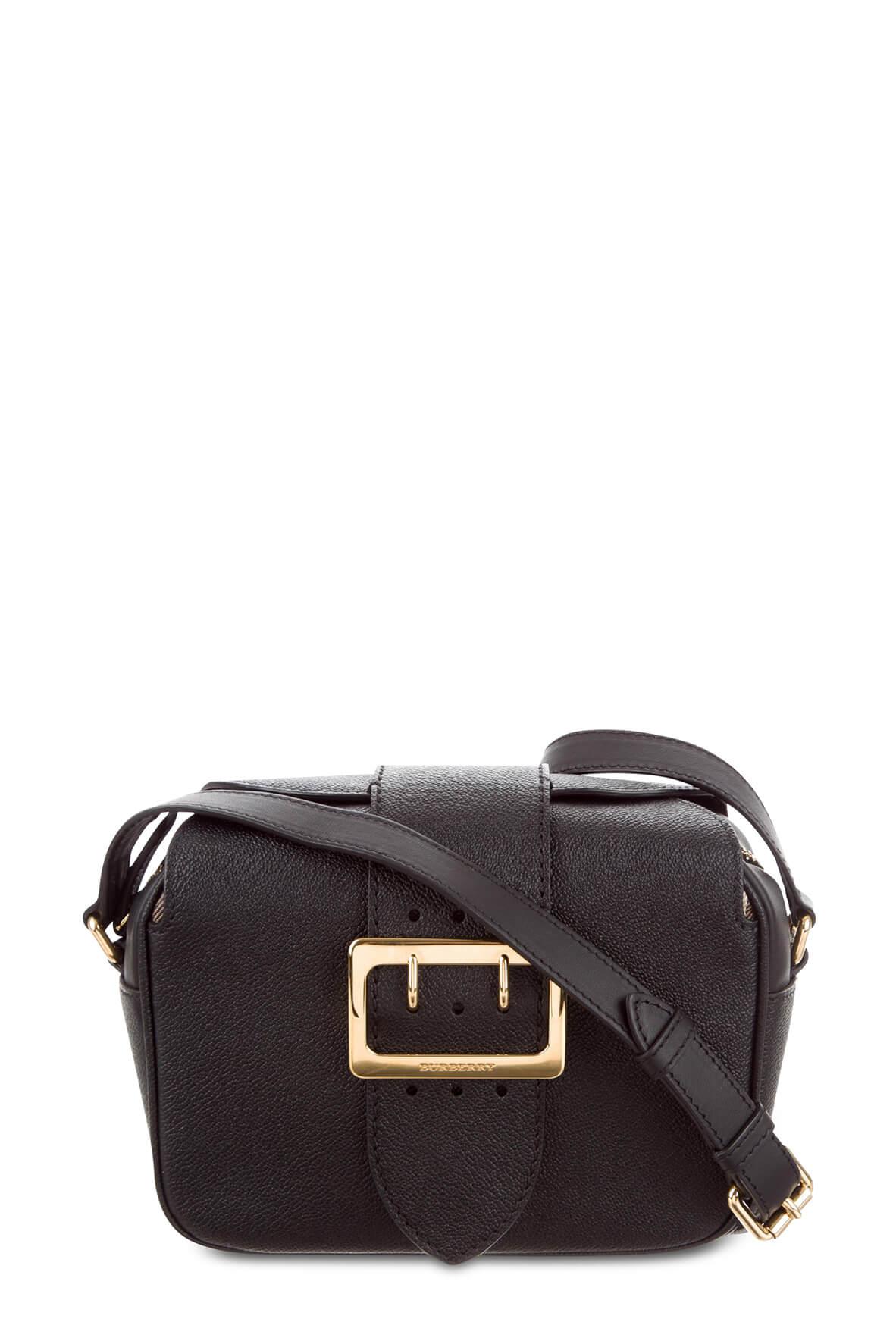 Small Buckle Crossbody Bag Black Pebbled