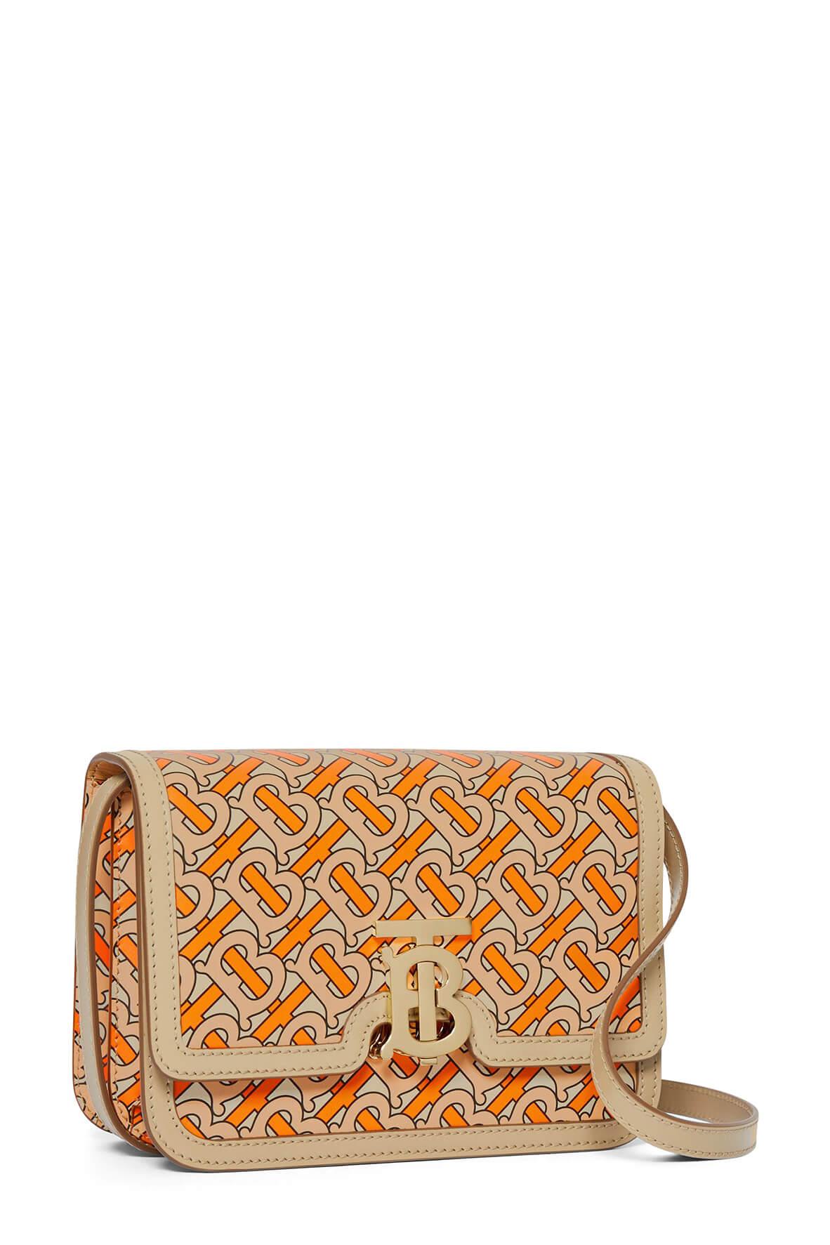 Small Monogram Print Leather TB Bag Bright Orange