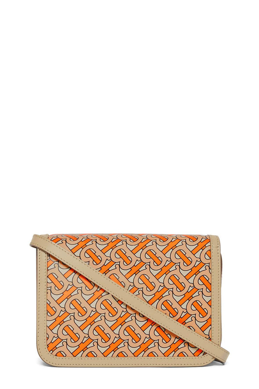 Small Monogram Print Leather TB Bag Bright Orange