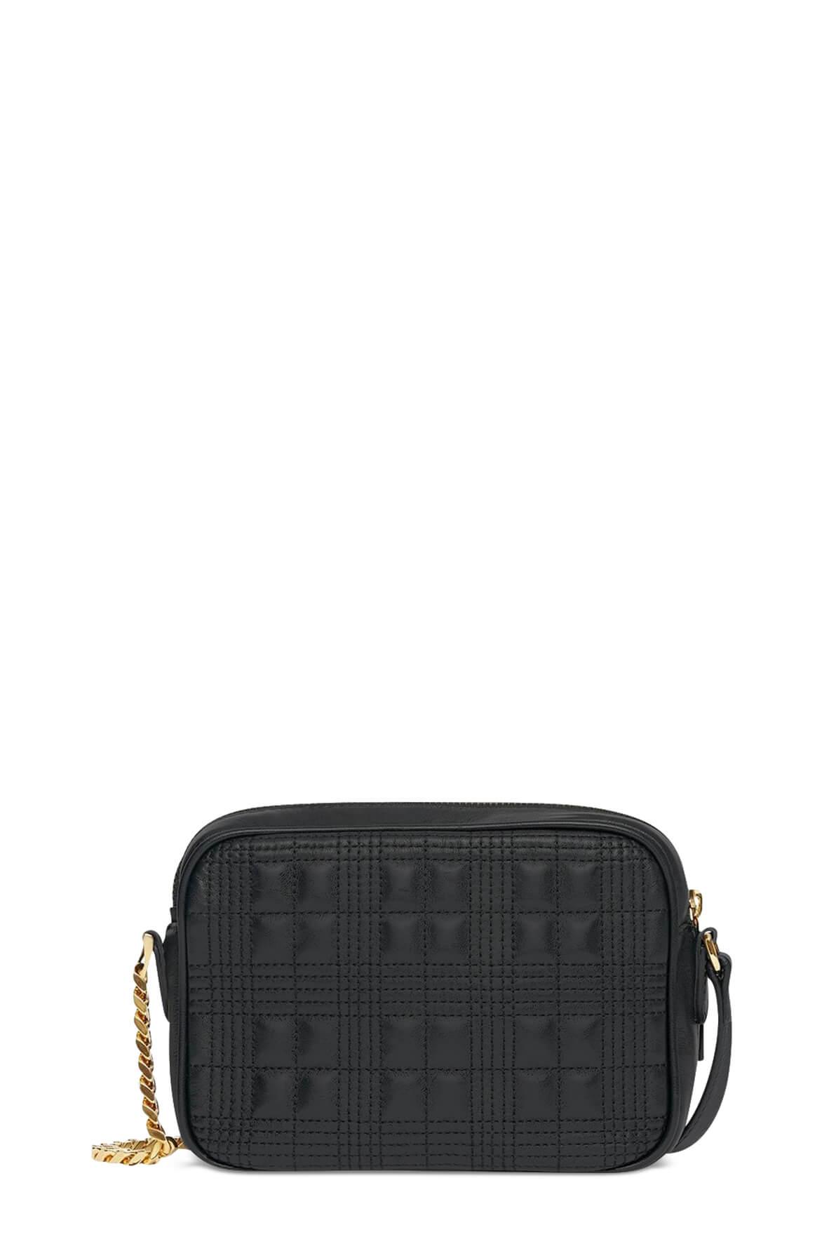 Small Quilted Check Camera Bag Black