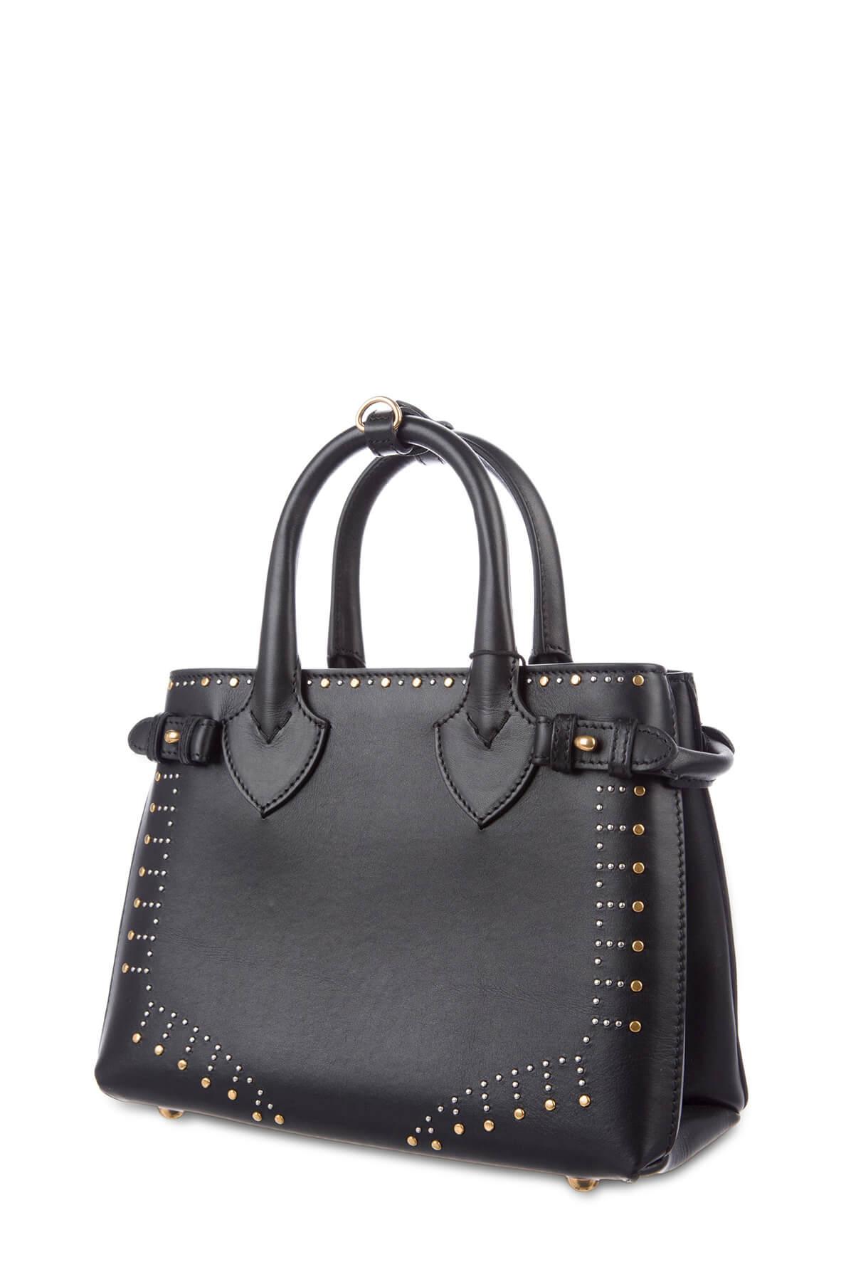 Small Studded Banner Top Handle Bag Black