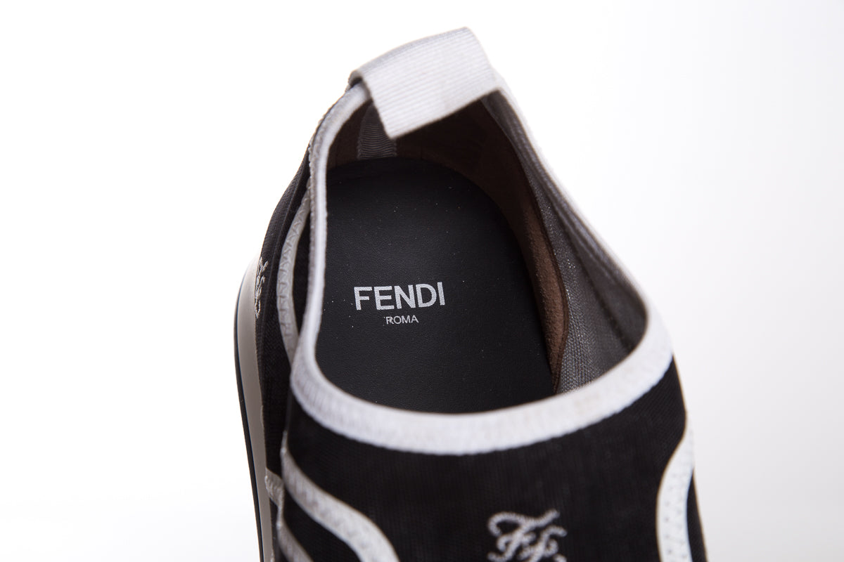 Fendi Black & White Mesh Top Sneakers SZ 11