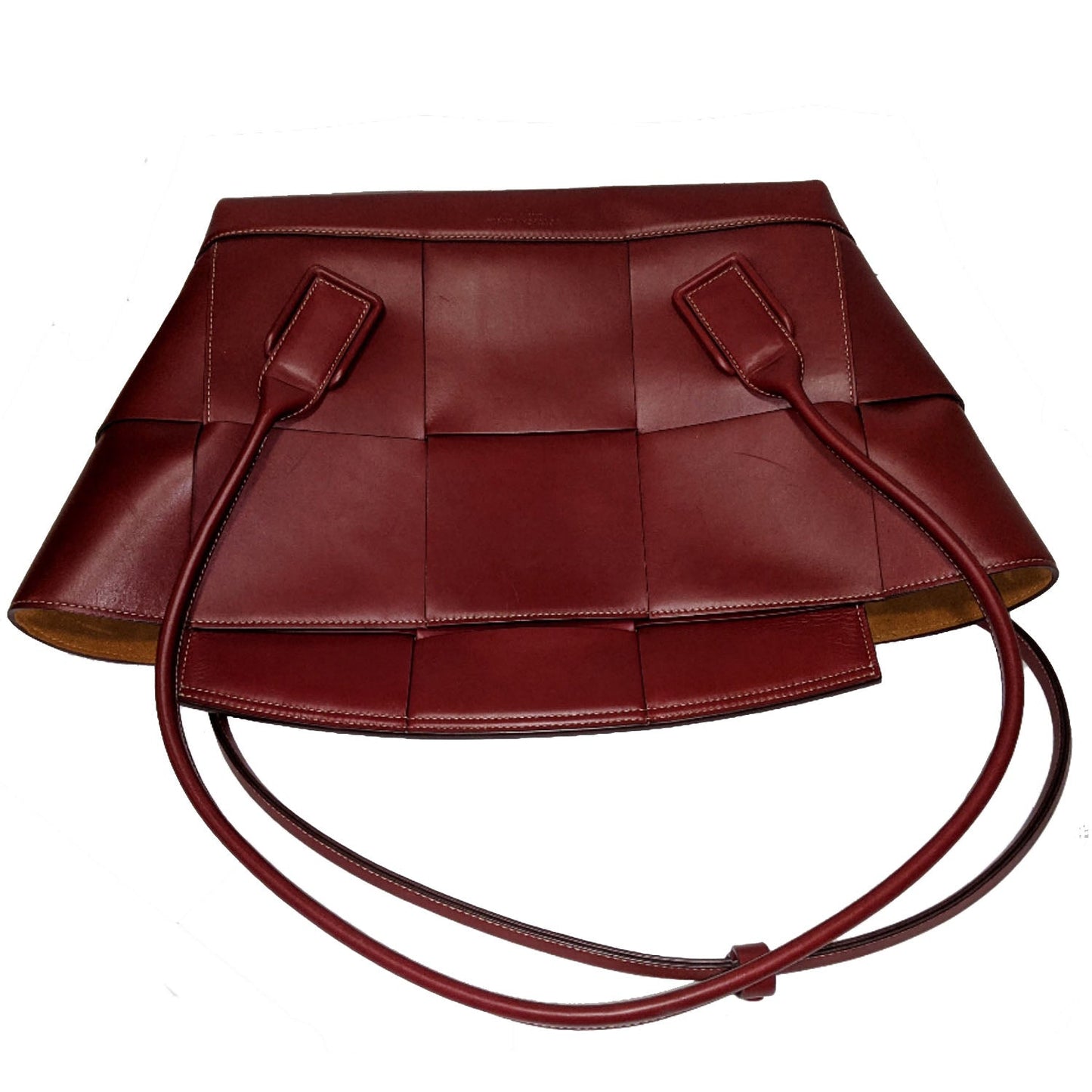 Bottega Veneta Arco Large Bordeaux Intrecciato Leather Bag