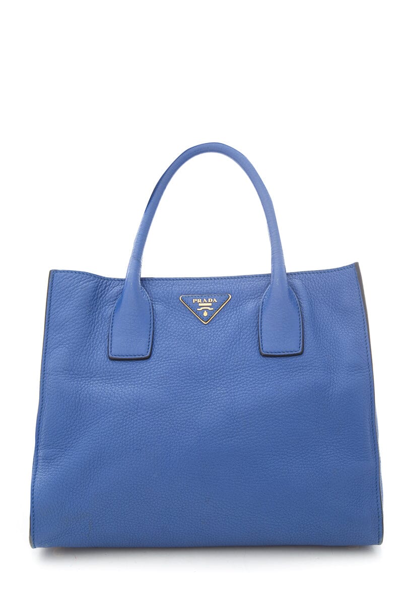 Prada Vitello Donna Cobalt Blue Grained Leather Tote