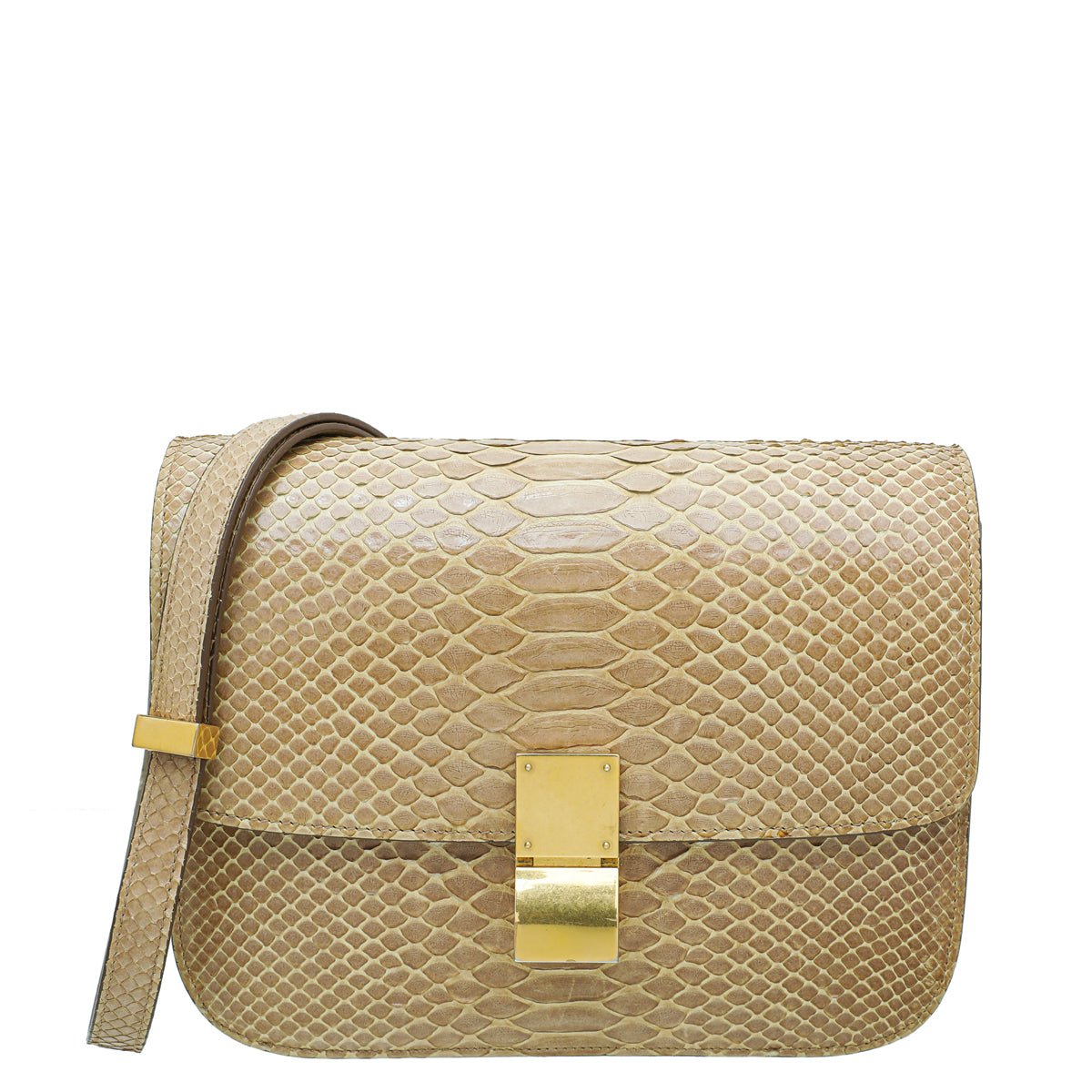 Celine Beige Python Classic Medium Bag