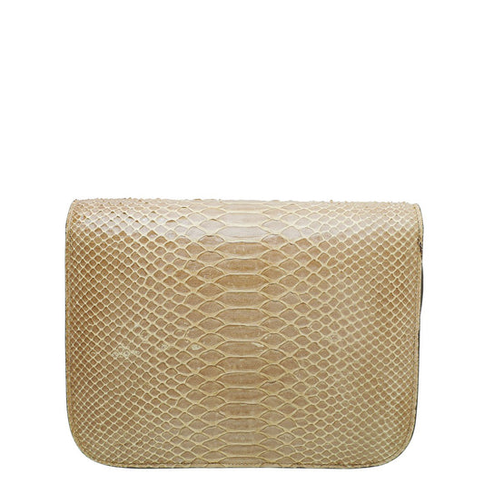 Celine Beige Python Classic Medium Bag