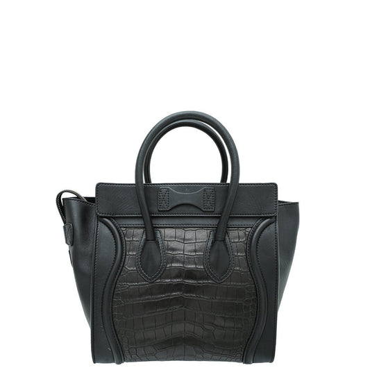 Celine Black Crocodile & Calf Micro Luggage Bag