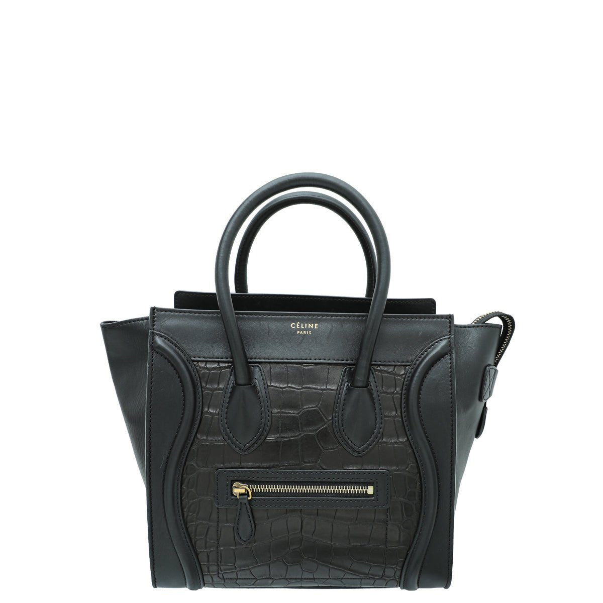 Celine Black Crocodile & Calf Micro Luggage Bag