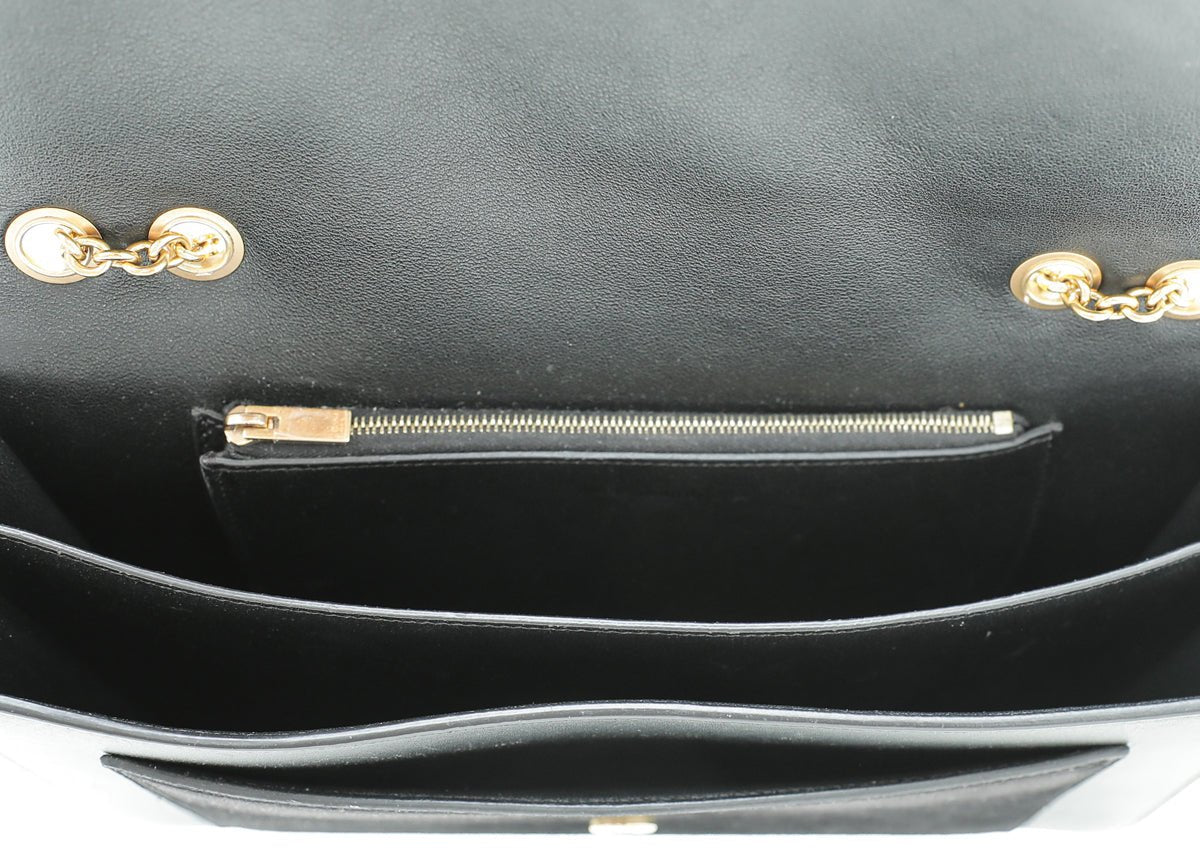 Celine Black Pocket Envelope Flap Chain Medium Bag